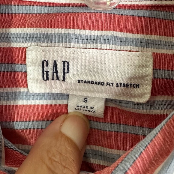 Gap Striped Poplin Stretch Standard Fit Long Sleeve Button Down Shirt Men’s S - Picture 6 of 9